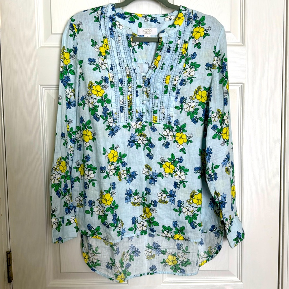 Charter Club Linen Floral Blouse